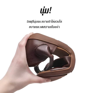 ✨รองแตะหนังวัวพื้นนุ่มสวมใส่สบาย รองเท้าแตะโรมปากปลาแบนเปิดนิ้วเท้ารองเท้าแม่ผู้หญิง