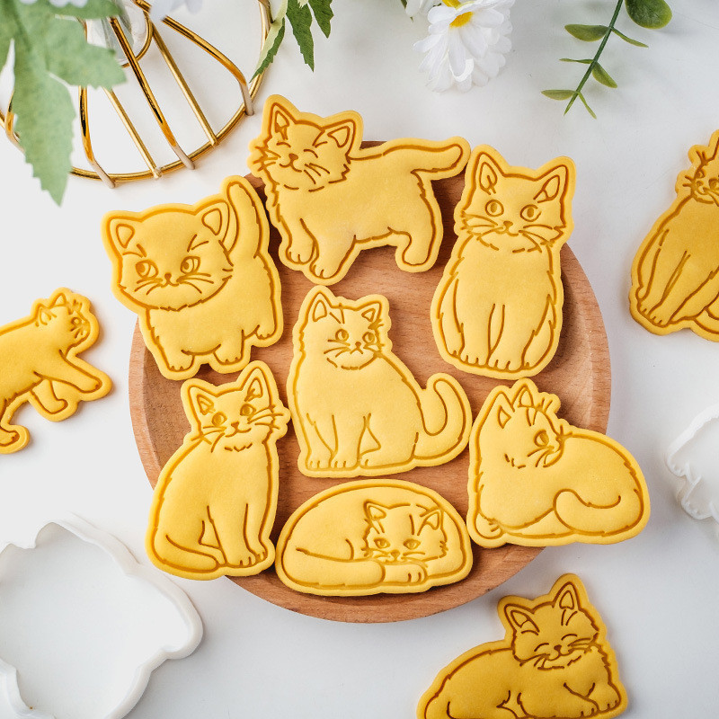 เครื่องตัดคุกกี้แมวน่ารักการ์ตูนบิสกิตแม่พิมพ์แสตมป์ครัวเบเกอรี่ขนม เครื่องอบขนม ขนมอุปกรณ์เบเกอรี่