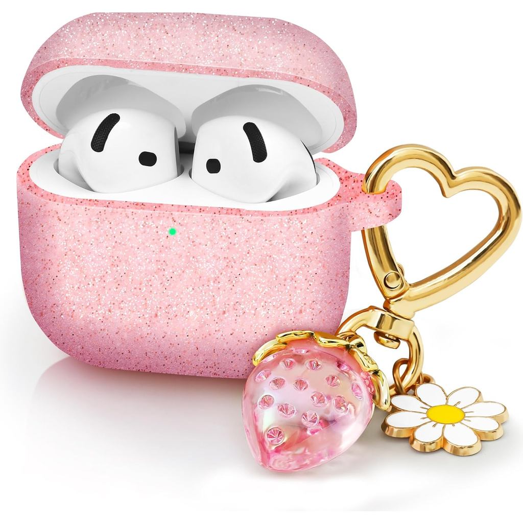 สําหรับ Airpods 4 Case 2024 พร้อมพวงกุญแจน่ารักสําหรับผู้หญิง Girly, ซิลิโคนอ่อนนุ่มป้องกัน Apple Ai