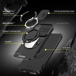 เกราะกันกระแทกสําหรับVIVO V70 VIVOV70 FE Elite V70Elite V70FE V70Lite 5G Pushดึงสไลด์กล้องเลนส์ป้องกันฮาร์ดเคสโทรศัพท์พร้อมแหวนโลหะผู้ถือกลับปลอก