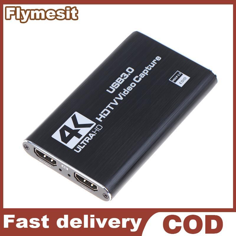 Flymesit USB3.0 Capture Card 1PC 4K HD Video Streaming อุปกรณ์ Plug and Play สําหรับการถ่ายทอดสดและค