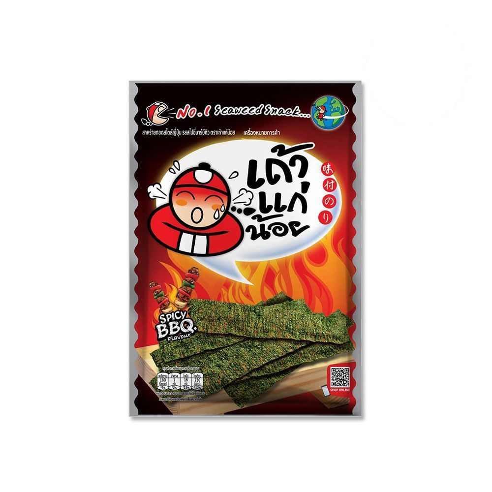 เถ้าแก่น้อยสาหร่ายทอดสไปซี่บาร์บีคิว26ก. TAOKAENOI FRIED SEAWEED SPICY BBQ 26G.