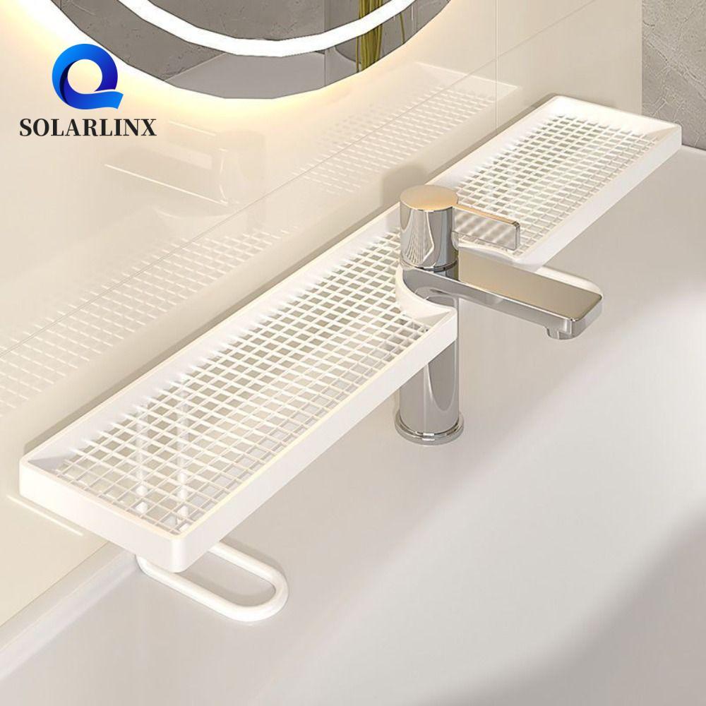 SOLARLINX ชั้นเก็บของก๊อกน้ํา,ตาข่ายระบายน้ําชั้นเก็บของในห้องน้ํา,Multi-functional Universal Simple No-Drill Counter Organizer อ่างล้างจานในห้องน้ํา