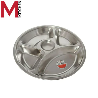 M KITCHEN QS ถาดหลุม 5 ช่อง ขนาด 28 ซม. ถาดหลุมสแตนเลส ถาดอาหาร จานหลุม (C2)