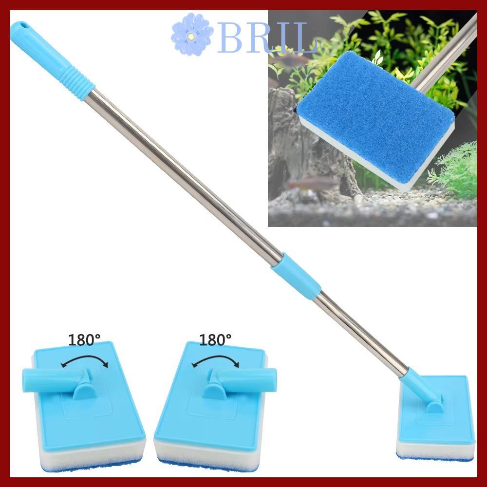 CODbrill Fish Cleaner 180° แปรงทําความสะอาดฟองน้ําถังสองด้านแบบปรับได้, เครื่องมือทําความสะอาดผนังด้านในด้ามยาวพิเศษหน้าต่างสาหร่ายแปรงขูดสาหร่าย