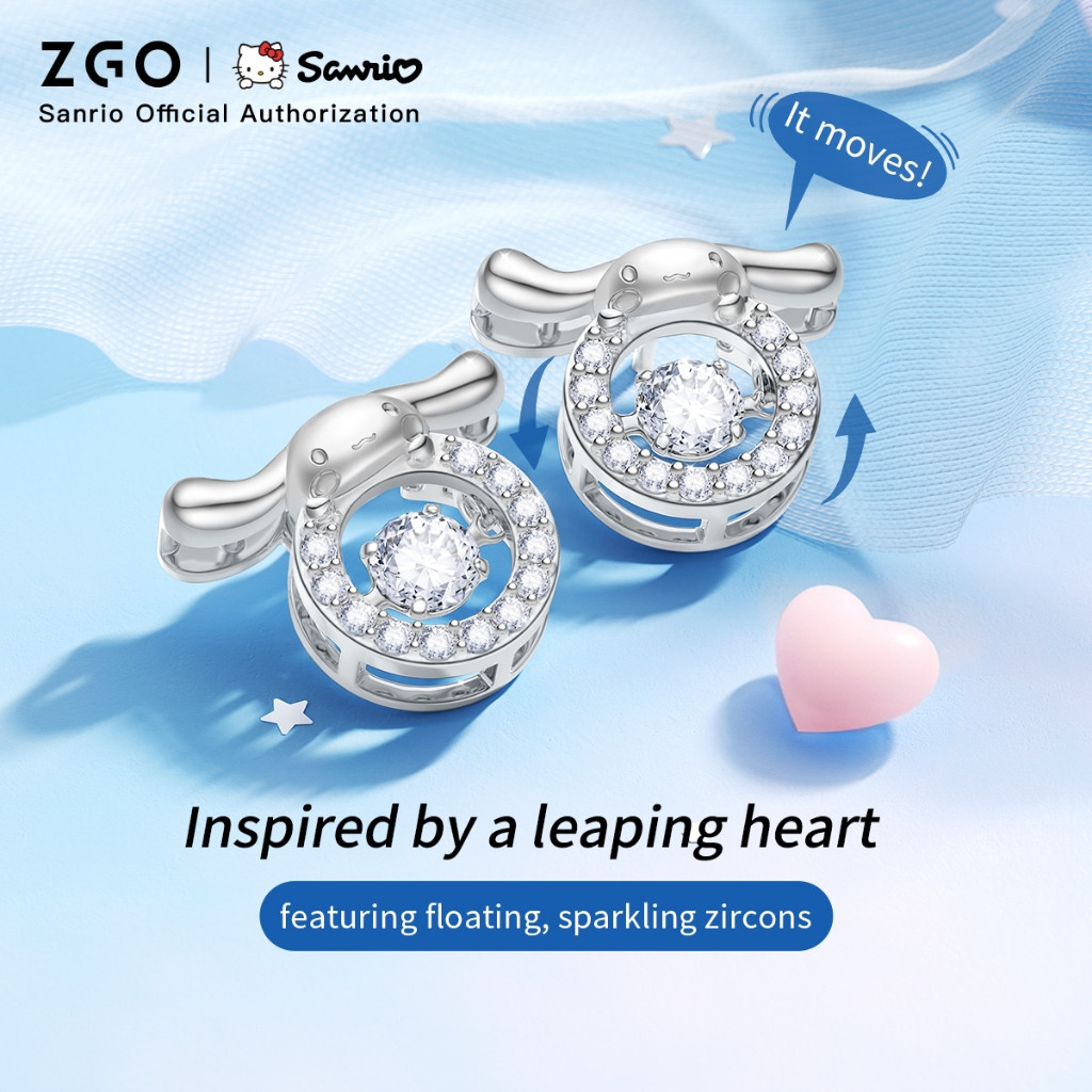 ZGO x Cinnamoroll ต่างหูเงินสเตอร์ลิง ขนาดใหญ่ สําหรับผู้หญิง ออกแบบเฉพาะตัว เหมาะทำของขวัญวันเกิด 2211
