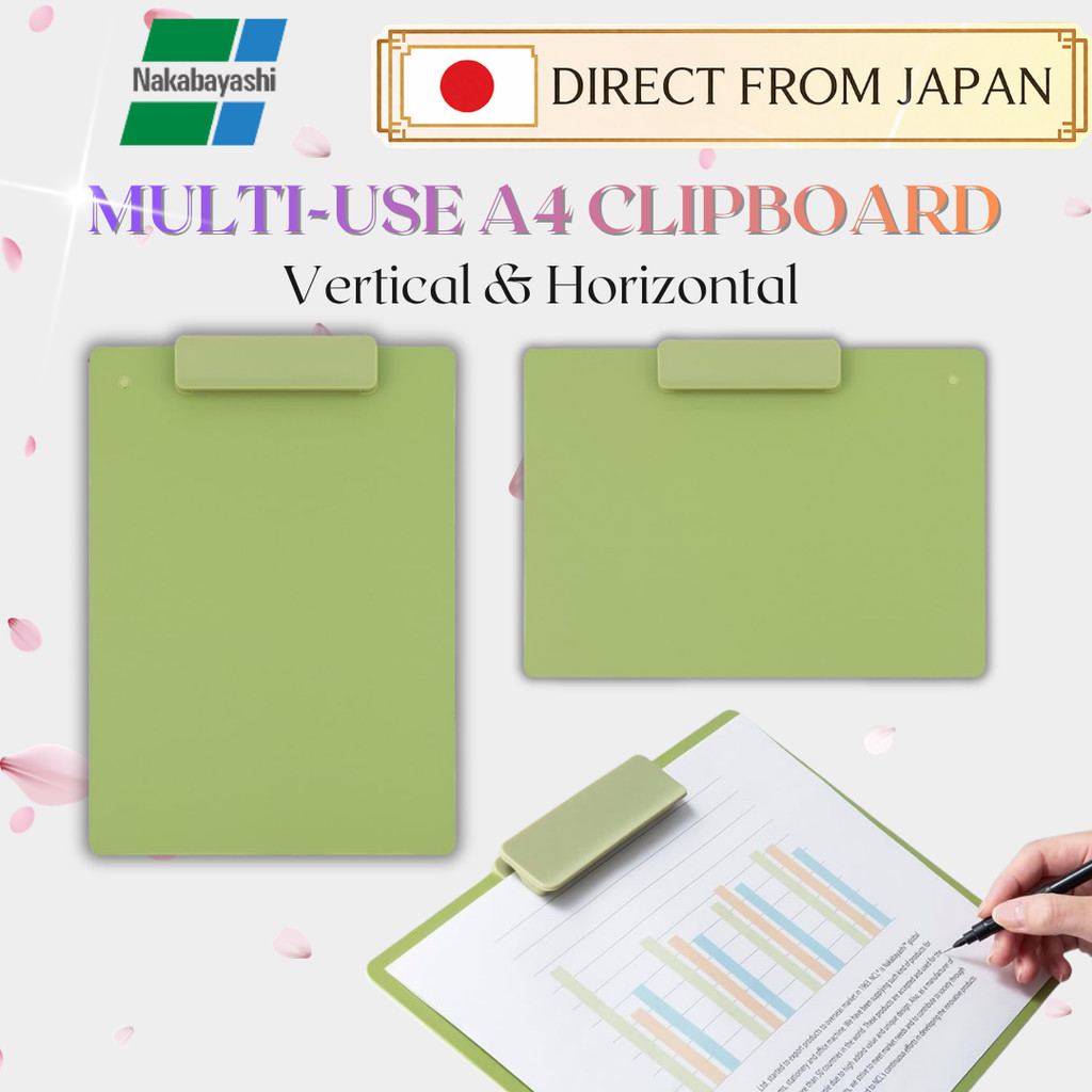 Nakabayashi Shifte A4 Vertical Horizontal Clipboard Leaf Green From Japan