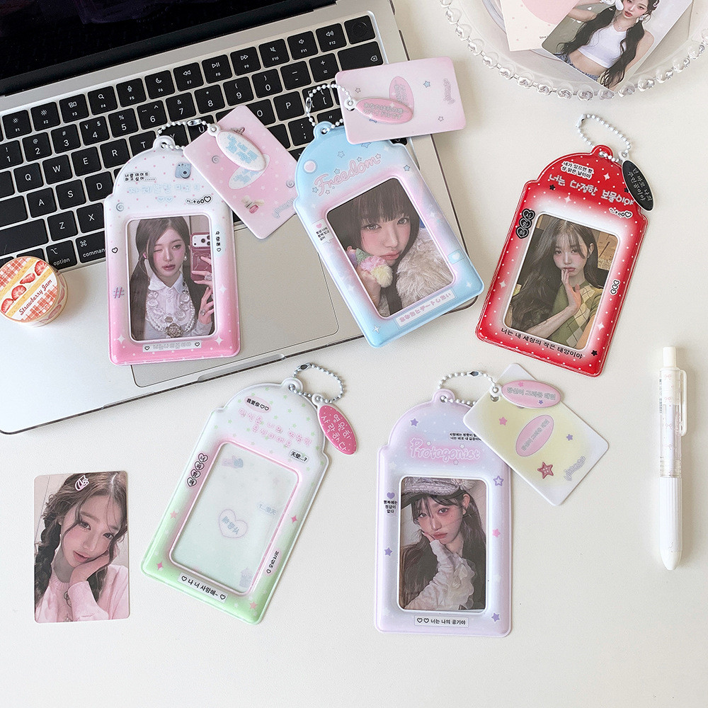 Ins ที่ใส่บัตร PVC สไตล์เกาหลี กล่องเก็บของขนาด 3 นิ้ว ไอดอล อุปกรณ์เสริมแสดงการ์ดขนาดเล็ก