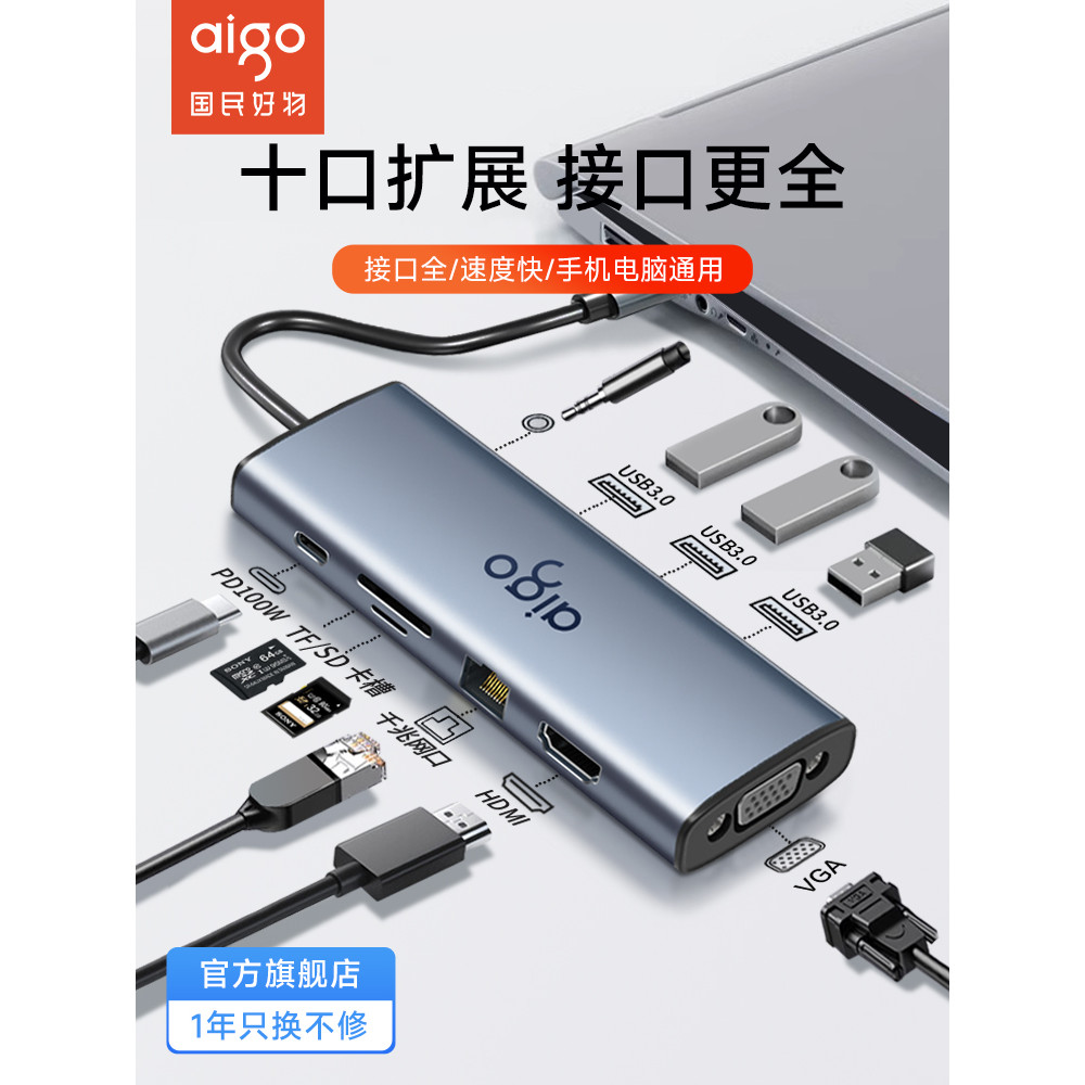 Patriot Docking Station Typec Extender USB Splitter hub พอร์ตเครือข่าย Lightning 4HDMI Projection Sc