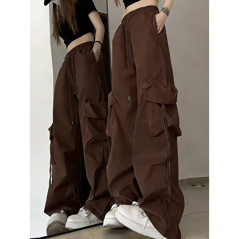 Cool Girl American Retro Overalls Women Street Street Street Street Wear Hip Hop Hip Hop กางเกงจีบกา
