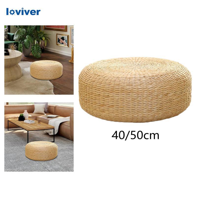 [Loviver] หวายเบาะรองนั่งญี่ปุ่นตกแต่งบ้านอ่านหนังสือ Handmade Rustic ทอ Futon เบาะรองนั่งสําหรับห้อ