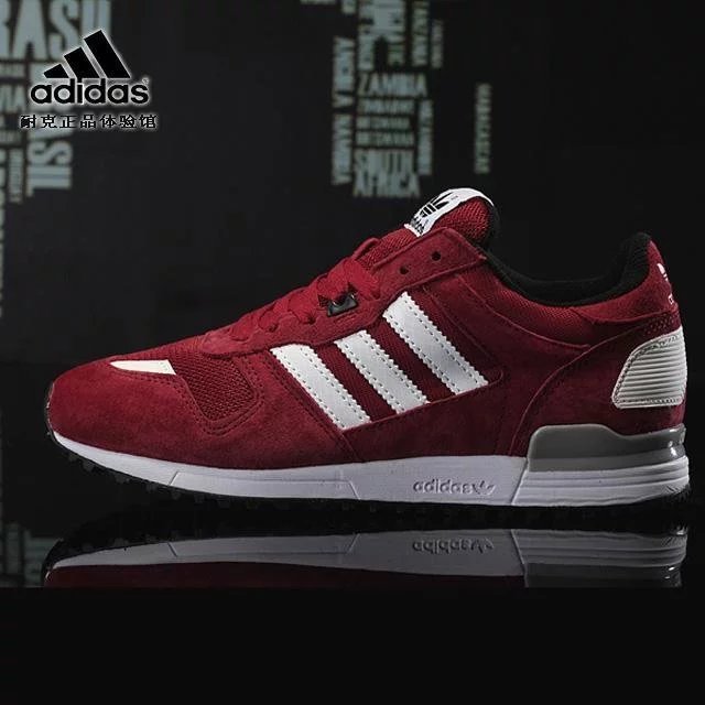รองเท้าผ้าใบZX700สีขาวและไวน์แดง สำหรับทั้งผู้ชายและผู้หญิง