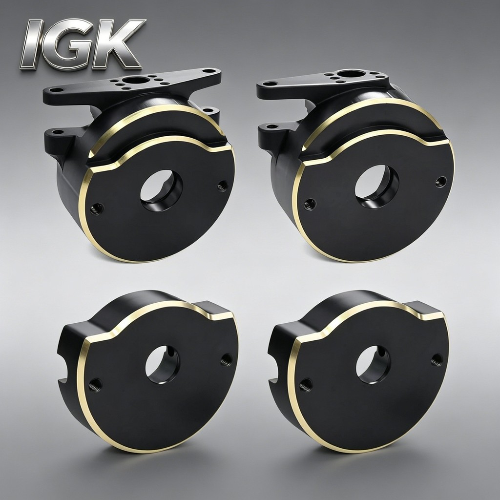 CNC สีดําเคลือบทองเหลืองพวงมาลัย Knuckle & ด้านหลังเพลาหลอดน้ําหนักสําหรับ 1/10 Vanquish H10 Optic R