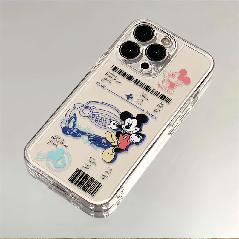 โปร่งใสโปร่งใสรวมทุกอย่างเคสโทรศัพท์นุ่ม Shock-Resistant Travel Ticket เมาส์สัตว์เหมาะสําหรับ iPhone