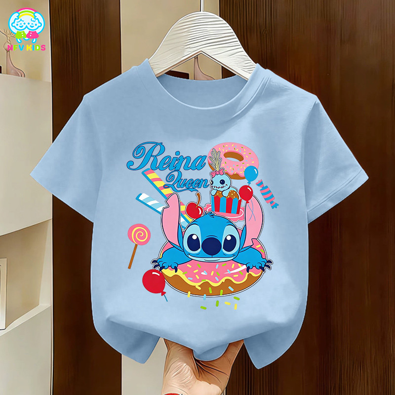 【ส่งจากกรุงเทพฯ】NFV KIDS เสื้อยืดแขนสั้นเด็ก💙ระบายอากาศ ใส่ได้ทั้งเด็กชายและเด็กหญิง oversize Stitch สะดวกสบาย YG5641