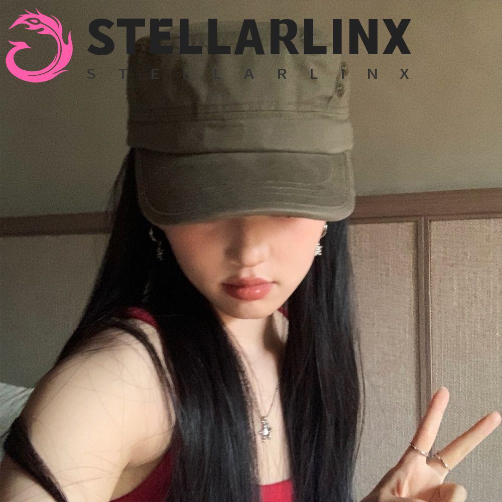 STELLARLINX Y2K หมวกแบน, เกาหลี Gothic Y2k Peaked หมวก, แฟชั่นผ้าฝ้ายปีนเขา Harajuku ครีมกันแดดหมวก