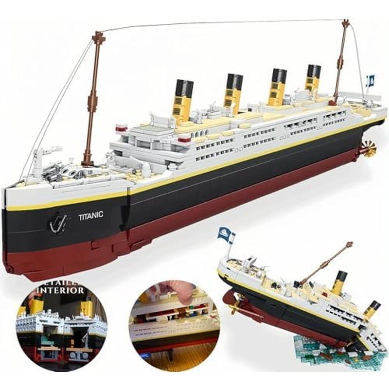 Titanic Ship Model Building Block Set, 3D Puzzle Sets DIY Educational Toys, Bricks Toy, with 1860Pcs