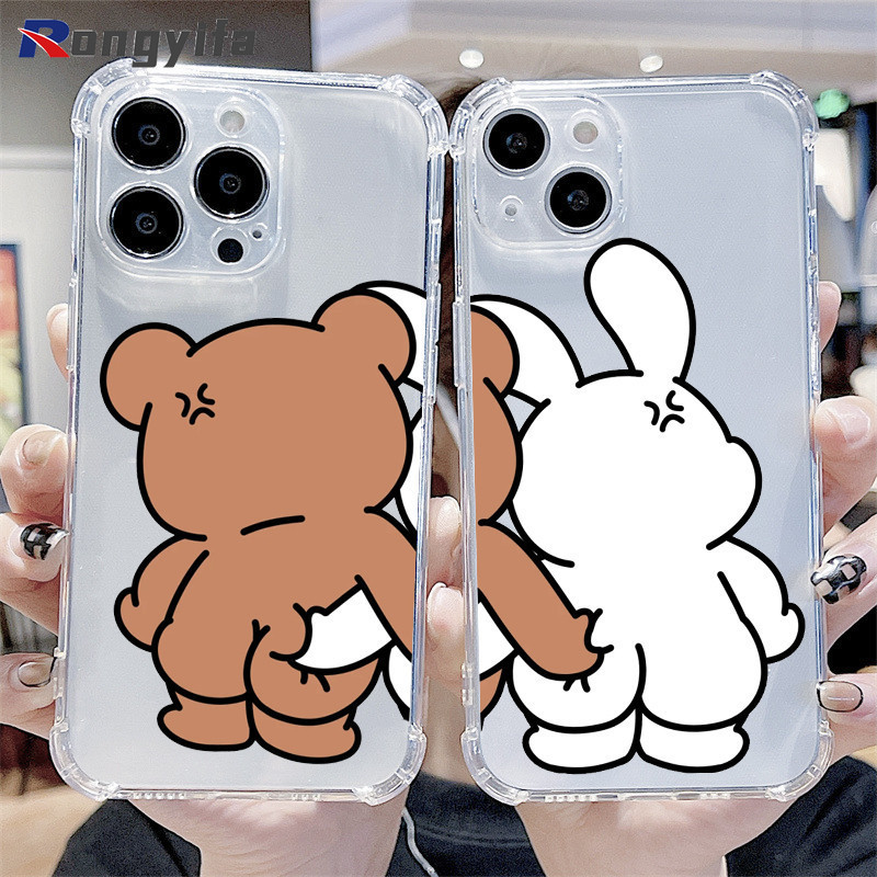 การ์ตูนหมีกระต่ายเคสโทรศัพท์สําหรับ Moto Edge 70 60 60S Pro Fusion G51 G86 G56 G75 G55 G15 G05 E15 G