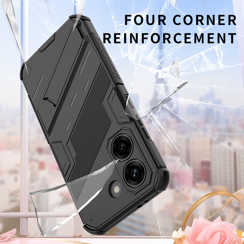 เกราะเคสโทรศัพท์กันกระแทกสําหรับ Xiaomi Poco X8 Pro Redmi Turbo 5 5G สี่มุม TPU วงเล็บพลาสติกปกหลัง