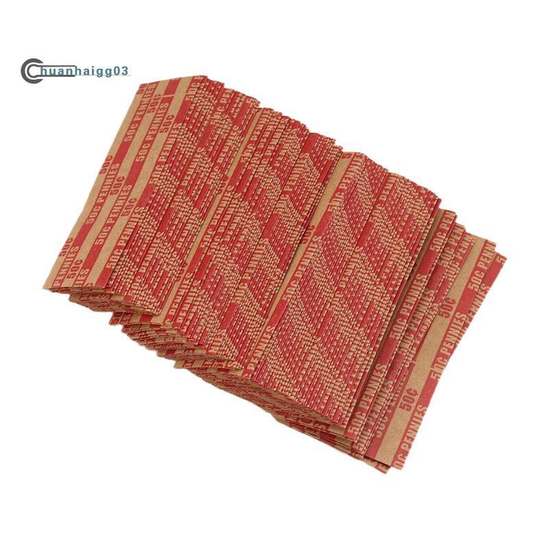 (chuanhaigg03)100 ชิ้น Penny Coin Wrappers Penny Sleeves Flat Paper Penny Rolls Wrappers