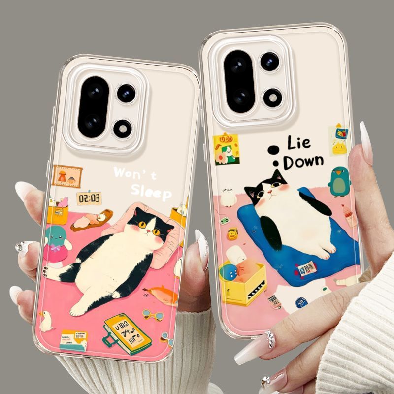 ลูกแมวขี้เกียจเหมาะสําหรับ OnePlus 15T เคสโทรศัพท์สไตล์ใหม่ 1Plus 15 โปร่งใสกันกระแทก 13T รวมทุกอย่า