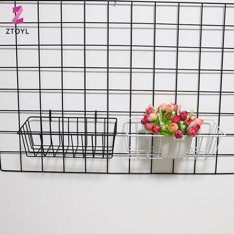 [ZTO-t] โลหะตกแต่งตะกร้าเก็บ DIY เหล็กตารางดอกไม้หม้อแขวนชั้นวาง Wall Art ติดตั้งกรอบตาข่ายจอแสดงผล Ra ตกแต่งบ้าน
