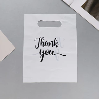 20-50ใบ ถุงหูหิ้ว PE พรีเมียม พิมพ์ Thank you ถุงพลาสติกหนา ถุงของขวัญ ถุงช้อปปิ้ง เครื่องประดับ