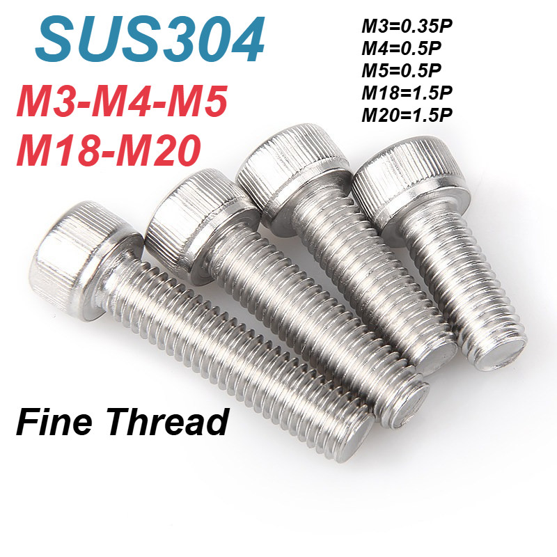 [XM] สกรูหัวจมหกเหลี่ยมสแตนเลส 304, สกรูหัวจมหกเหลี่ยม M3/M4/M5/M18/M20, DIN 9112, สกรูหัวจมหกเหลี่ย
