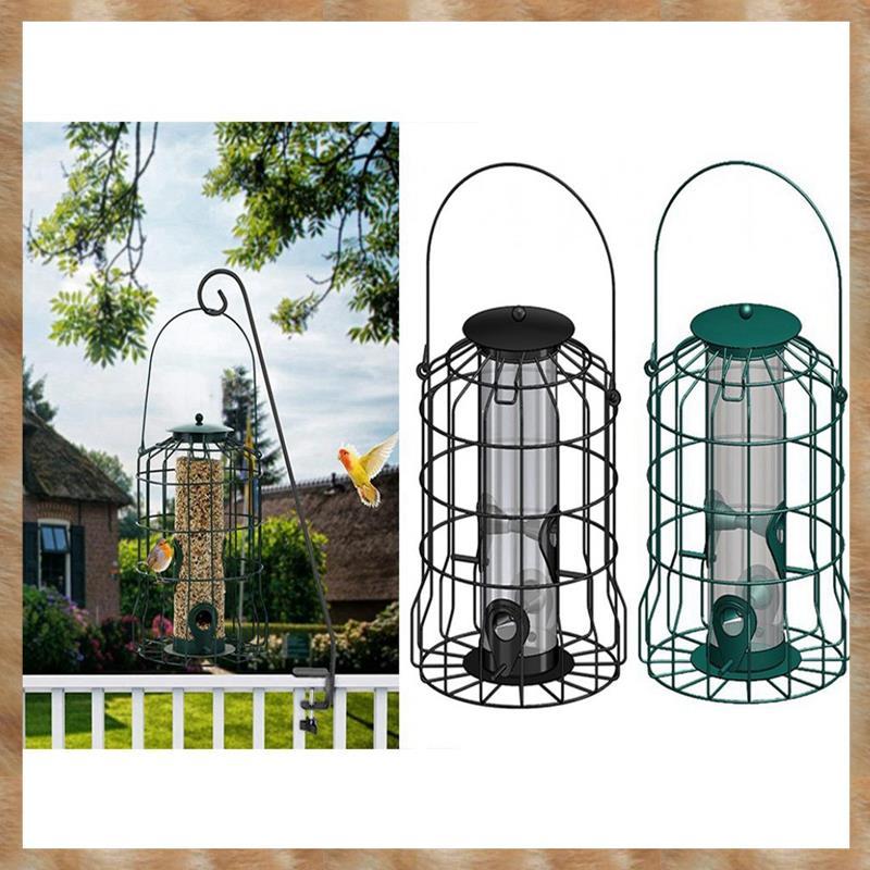 [KYG] Bird Deterrent Feeder Rust-Proof Hanging Bird Feeder Cage for Garden Backyard Squirrel-Proof W