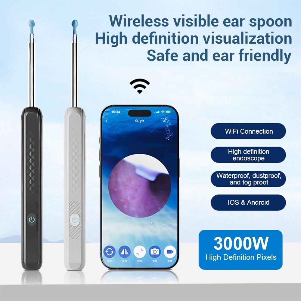 เครื่องทำความสะอาดหูพร้อมกล้อง WiFi ปี 2026 กล้องส่องหู LED อุปกรณ์ดูแลสุขภาพหูพกพาง่าย