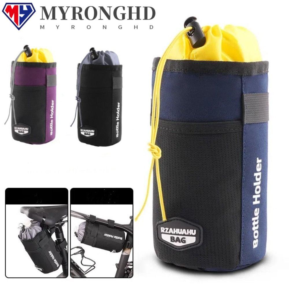 กระเป๋าใส่ขวดน้ําสําหรับปั่นจักรยาน MYRONGHD, กระเป๋าจักรยานกันน้ําความจุขนาดใหญ่, อุปกรณ์จักรยาน Drawstring Handlebar Mount Handlebar Bag Bicycle