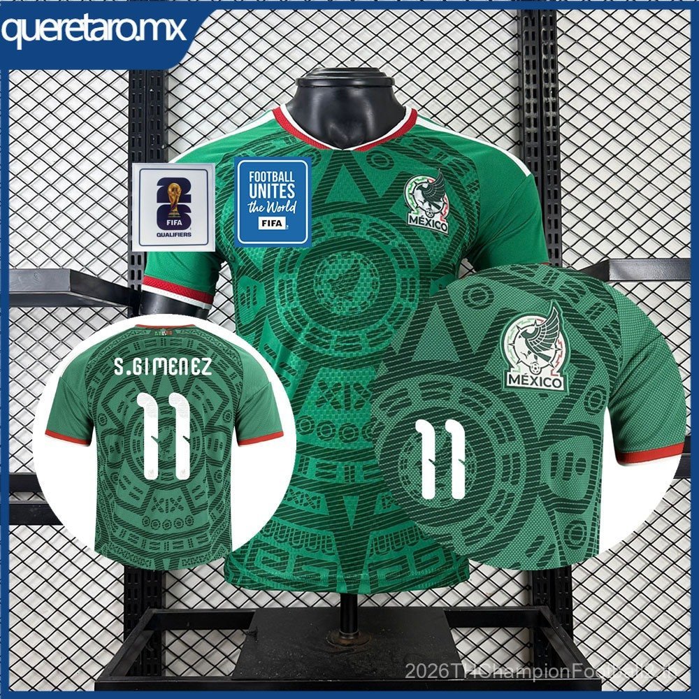 Player Version SSS+2025-26 Jersey Mexico Home Jersey Player Version การปรับแต่งหมายเลขชื่อ