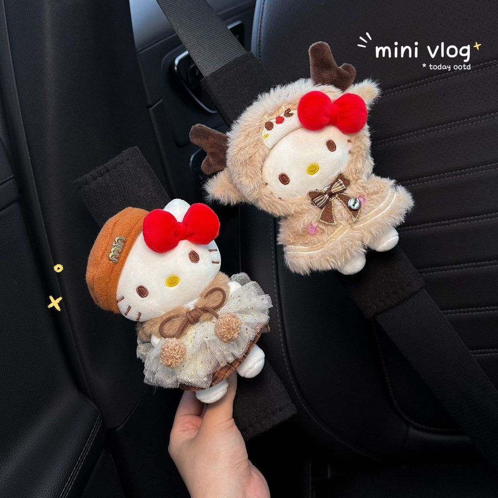 KT Cat Car Seat Belt Shoulder Cover Car ภายในเข็มขัดนิรภัยตกแต่ง Anti-Abrasion เสื้อผ้าคู่คู่หญิง