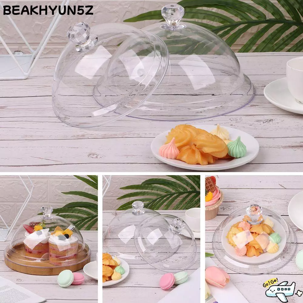 BEAKHYUN5Z ฝาครอบอาหารกันฝุ่นอะคริลิคสร้างสรรค์กระจกนิรภัยพลาสติกถาดเก็บขนมโปร่งใสฝุ่นเค้กจานขนมปัง