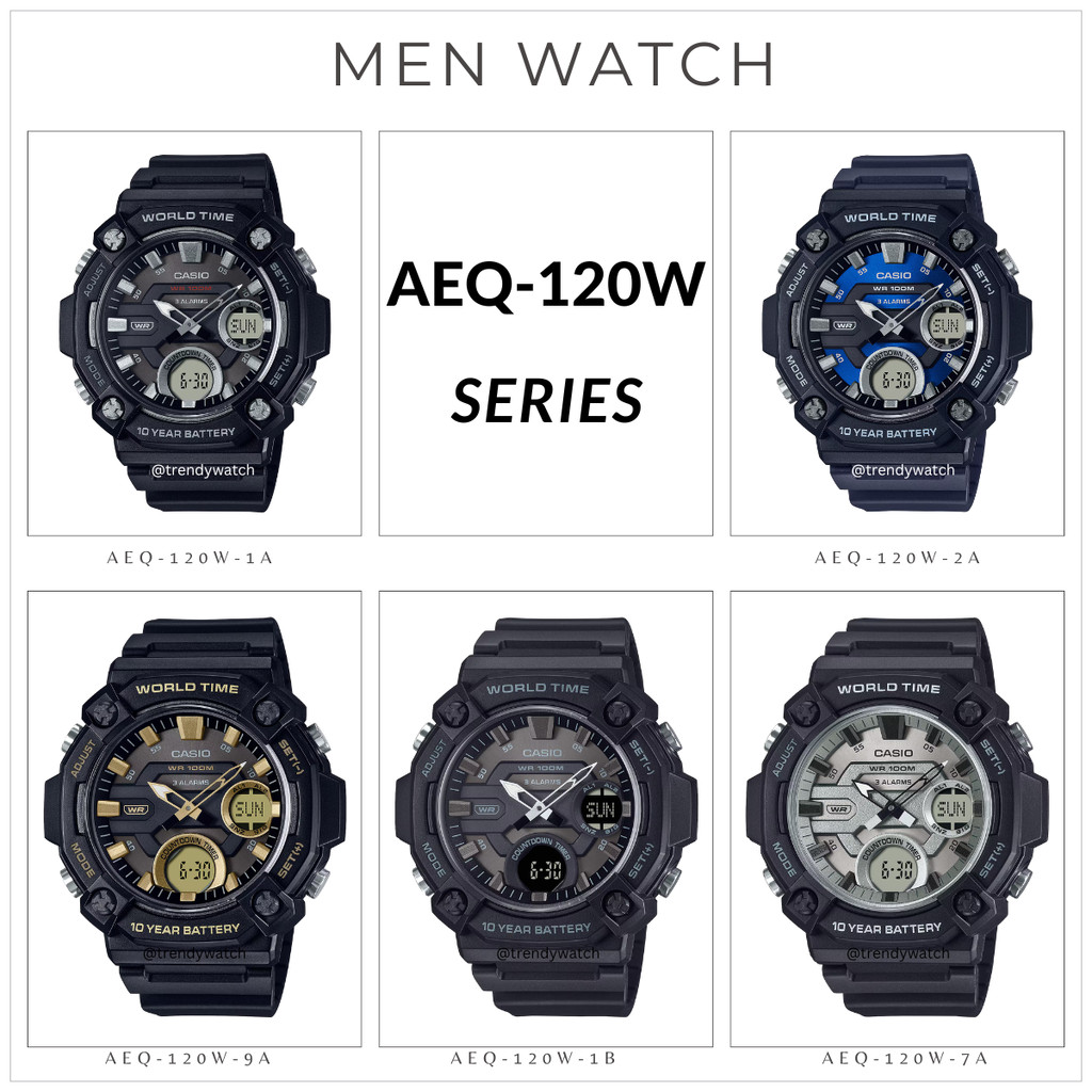 CASIO STANDARD นาฬิกาข้อมืออะนาล็อก-ดิจิตอล รุ่น AEQ-120W ของแท้ รับประกัน 1 ปี