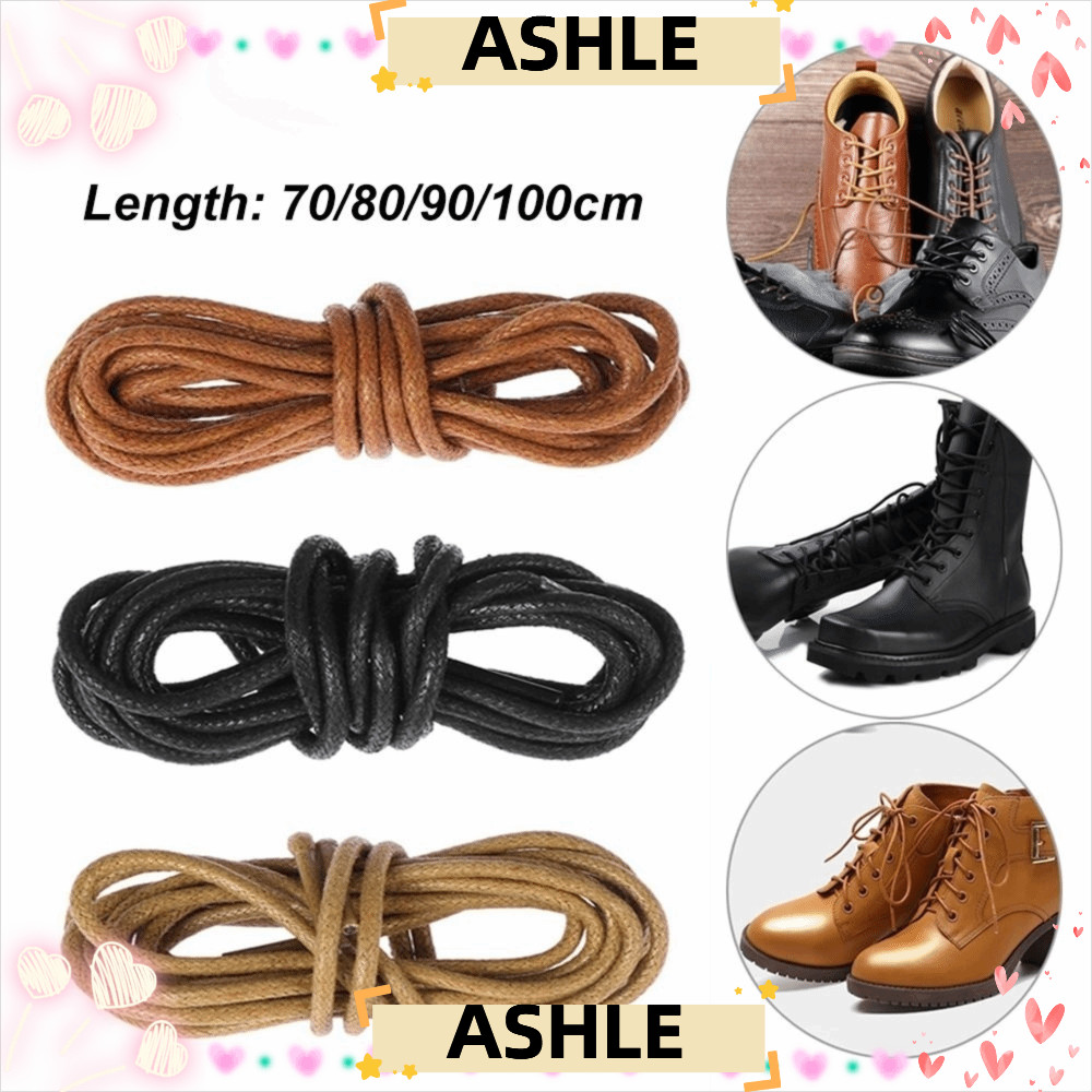 ASHLE รองเท้า Laces Strings, 70/90/100 ซม. ผู้ชายผู้หญิง Waxed Shoelaces รอบเชือกเสริมสําหรับรองเท้าหนัง