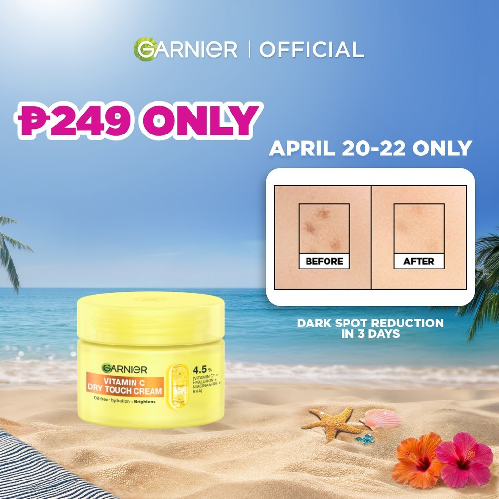 NEW Garnier Vitamin C Dry Touch Cream Moisturizer (50ML) - สําหรับจุดด่างดําและผิวหมองคล้ํา