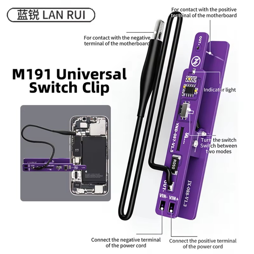 Lanrui M191 เครื่องมือตรวจจับการรั่วของแคลมป์บูตสากล เหมาะสำหรับการซ่อมแซมโทรศัพท์มือถือ IP และ Android