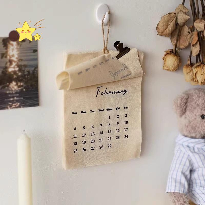 [JBTH] 2026 Canvas Hook-Style Fabric Calendar Wall Calendar Retro Style -Corthy Wall Calendar Decora