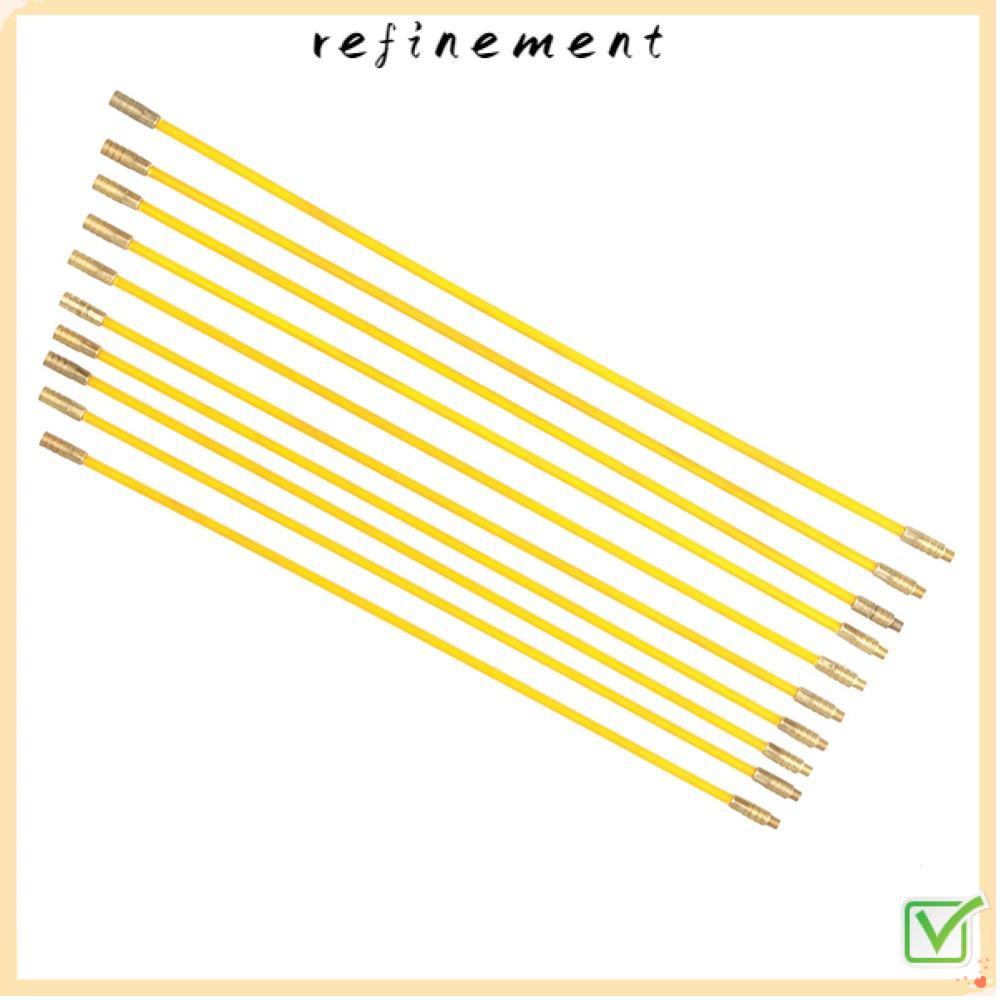 REFINEMENT 10PCS Running Wire, 33 ซม./13IN ทองเหลือง Connector Running Rod, ผู้ถือสายไฟไฟเบอร์กลาส 4 มม.ปลาเทปสายไฟ