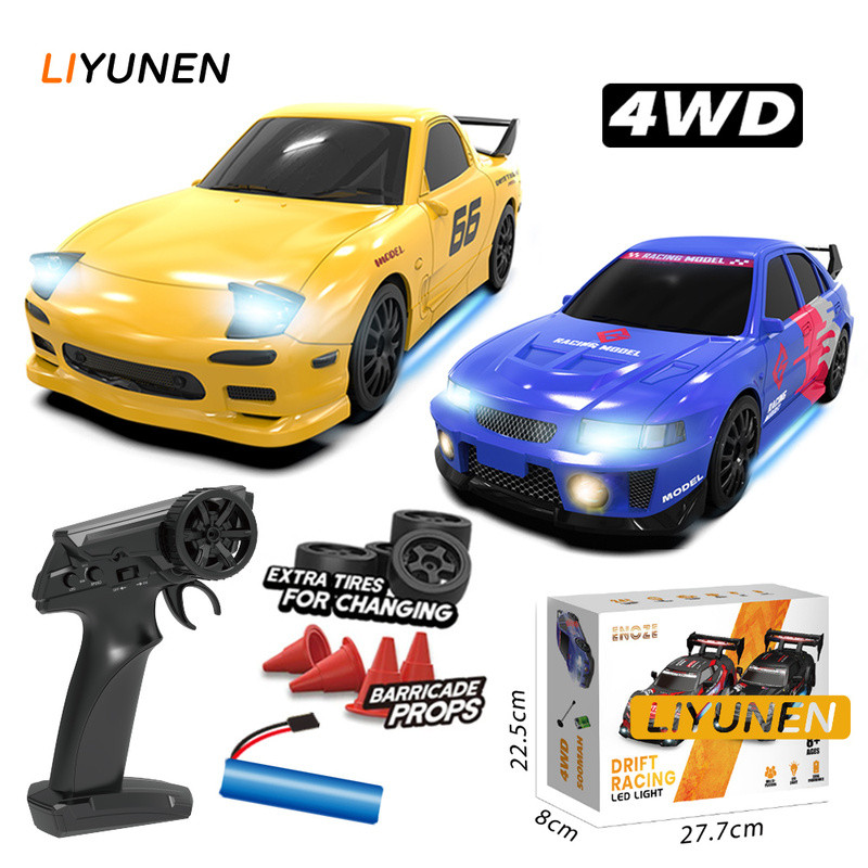 รีโมทคอนโทรลพลิกแสง RC Drift รถ 1:24 4WD RX7 Mitsubishi AE86 รถรุ่น Proportional คันเร่ง Racing กีฬารถสําหรับของขวัญเด็กของเล่น