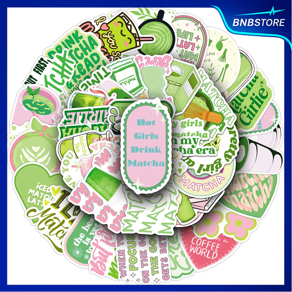 🍀ส่งจากไทย🍀 50แบบ Sticker สโลแกน วลี เกี่ยวกับ มัจฉะ ชาเขียว slogan phrase text matcha Green tea