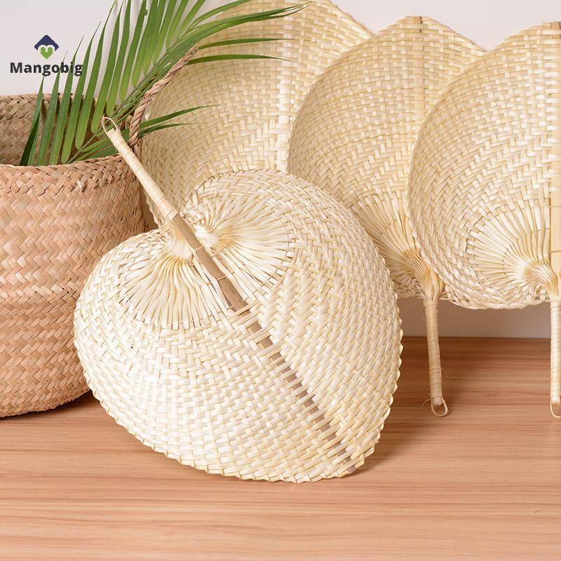 <Mangobig>Pushan Arts Hand Made Fan Peach Shaped Bamboo Fan Summer Cool Air Fan DIY Nice