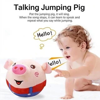 เก็บปลายทาง！หมูกระโดดเด้งดึ๋งเด็ก ชาร์จ USB ร้องเพลง พูดได้ อัดเสียงได้ ตุ๊กตาหมู ของเล่น เด็กฝึกพูด