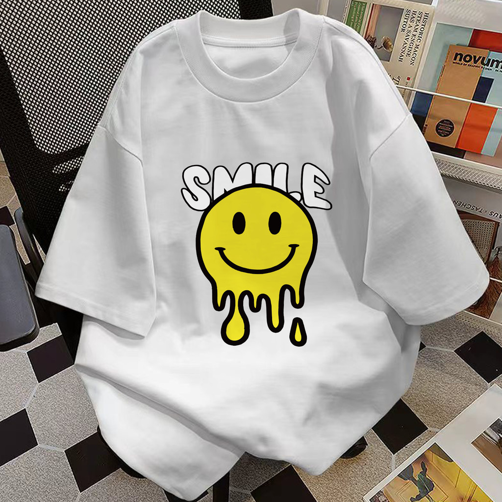 (ผ้าฝ้าย 100%) Luvoro 2026รุ่นใหม่ เสื้อยืด Cotton oversize T-shirt unisex ลาย เนื้อผ้านุ่มระบายอากาศดี แขนสั้น ใส่สบายสีดำและสีขาว เสื้อยืดทูโทน เสื้อยืดแขนสั้น C1990