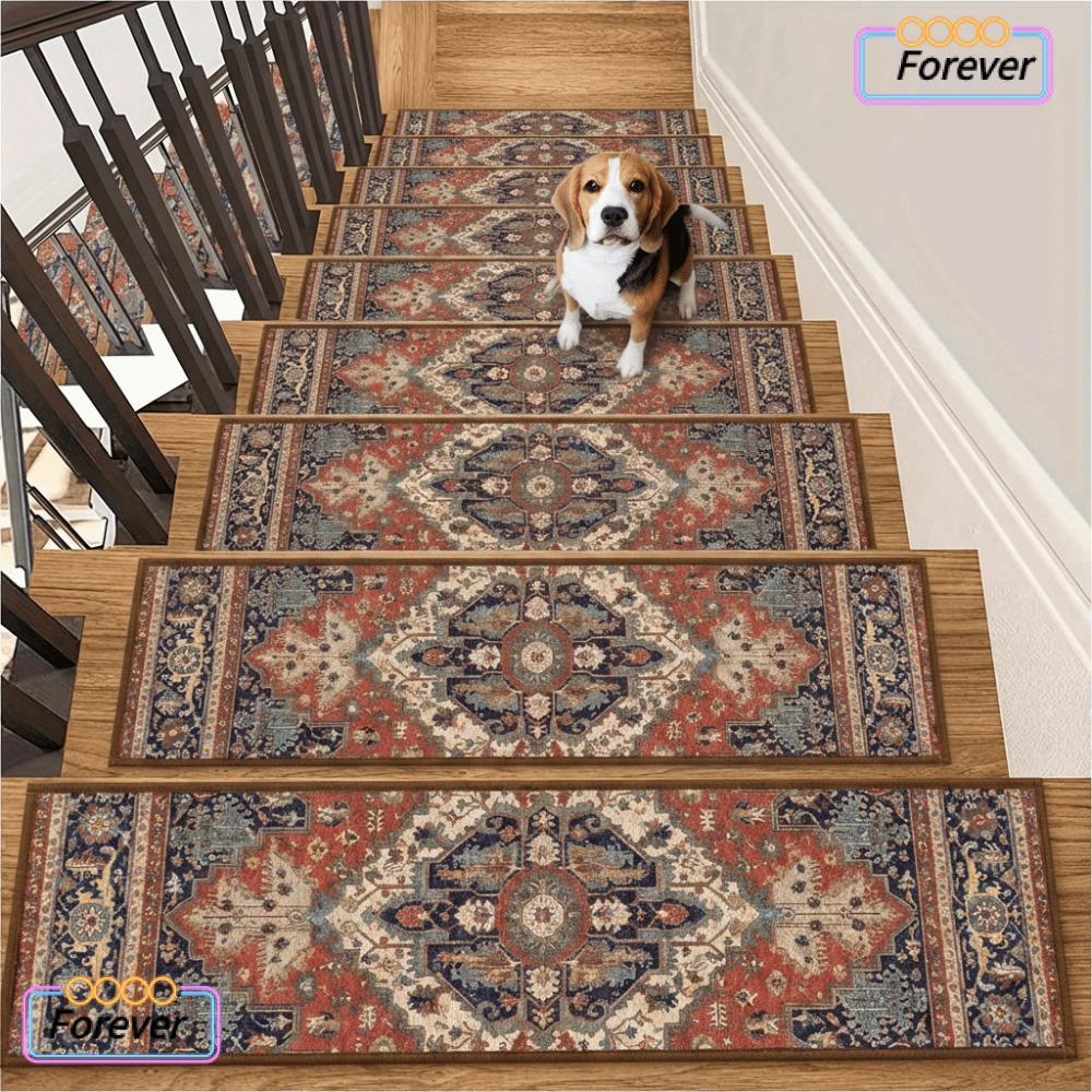 FOREVER บันไดบันได, พรมกันลื่นแบบมีกาวในตัว, Home Deco ล้างทําความสะอาดได้ 8x30 นิ้วเสื่อบันไดแบบใช้