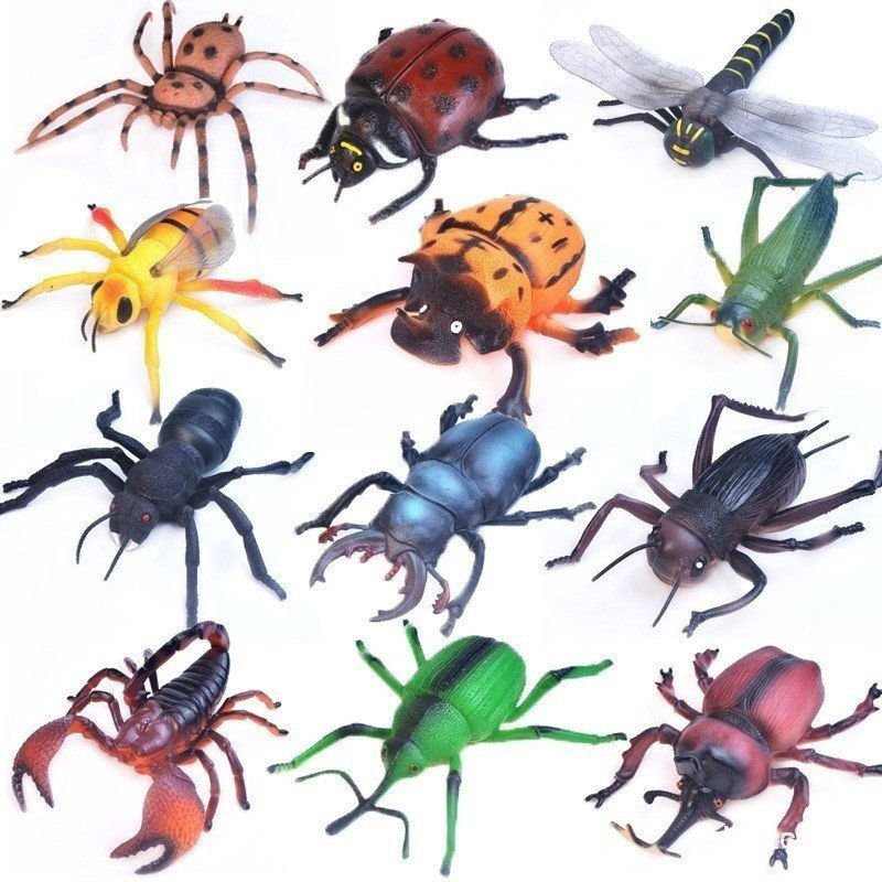 แมลงที่สมจริงสัตว์ของเล่น 12 รูปแบบการศึกษา Bug ตัวเลขสําหรับเด็กแกล้งทําเป็นเล่น