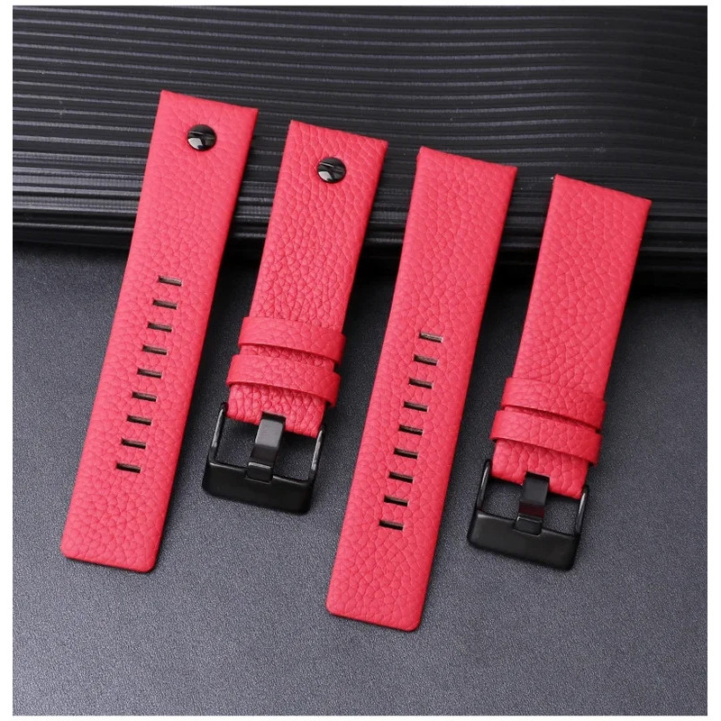 Litchi wristband for Diesel cowhid watch band men's DZ7395 DZ7370 DZ7257 red watch strap 20mm 22mm 2