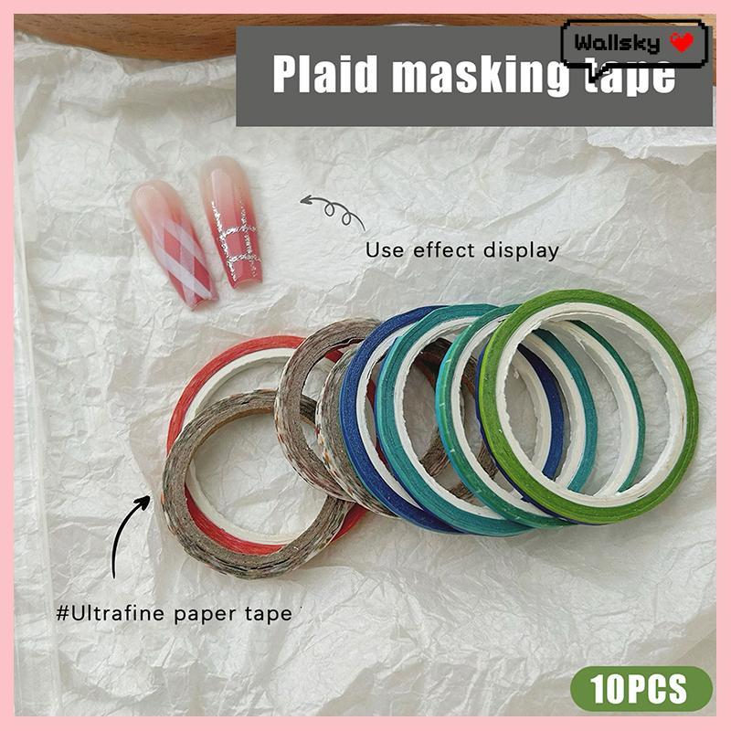 Wallsky> 10 ม้วน Professional เกรด Masking Nail Art เทปม้วน Creative Striping Line Guide เทป DIY เล็บรูปแบบเครื่องมือดี