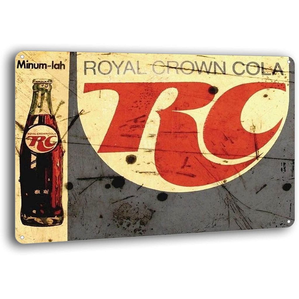 ป้ายดีบุกโลหะ Royal Crown RC Cola Soda Pop Ad Vintage Retro Store Wall Decor 8 x 12 นิ้ว